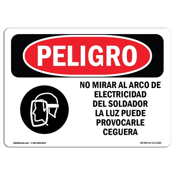 OSHA, Do Not Watch Arc Spanish, 18in X 12in Plastic, 18" W, 12" H, Do Not Watch Arc Spanish